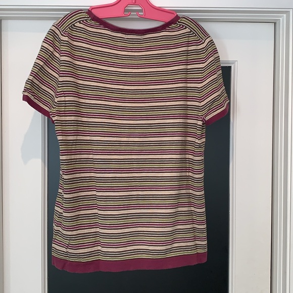 Eddie Bauer short sleeve multicolour striped knit shirt, size large - Picture 5 of 5